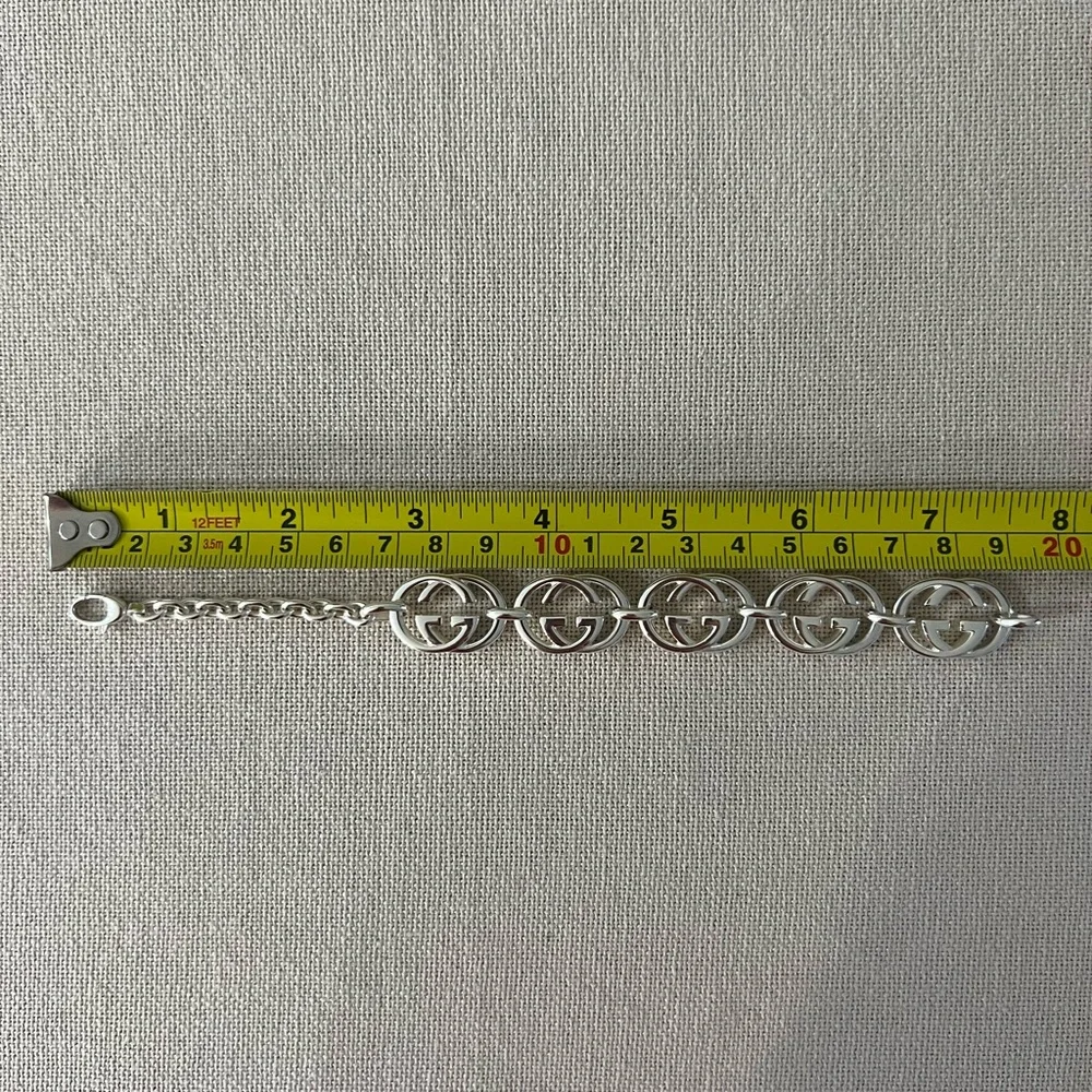 NIB GUCCI 925 Sterling Silver Interlocking GG Britt Bracelet - Picture 11 of 11
